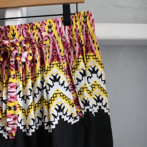 Anthropologie Laverna Print Black Multicolor Linen Blend Paperbag Shorts Medium - Picture 5 of 10